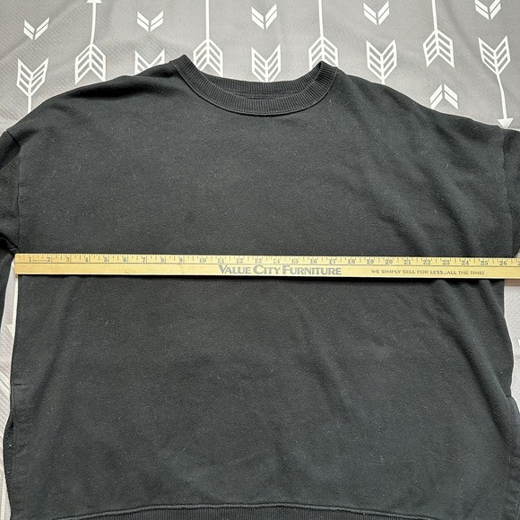 Aerie Oversized Men's Sweater Sz L Crew Neck Pull‎ On Long Sleeves Black - Picture 2 of 9